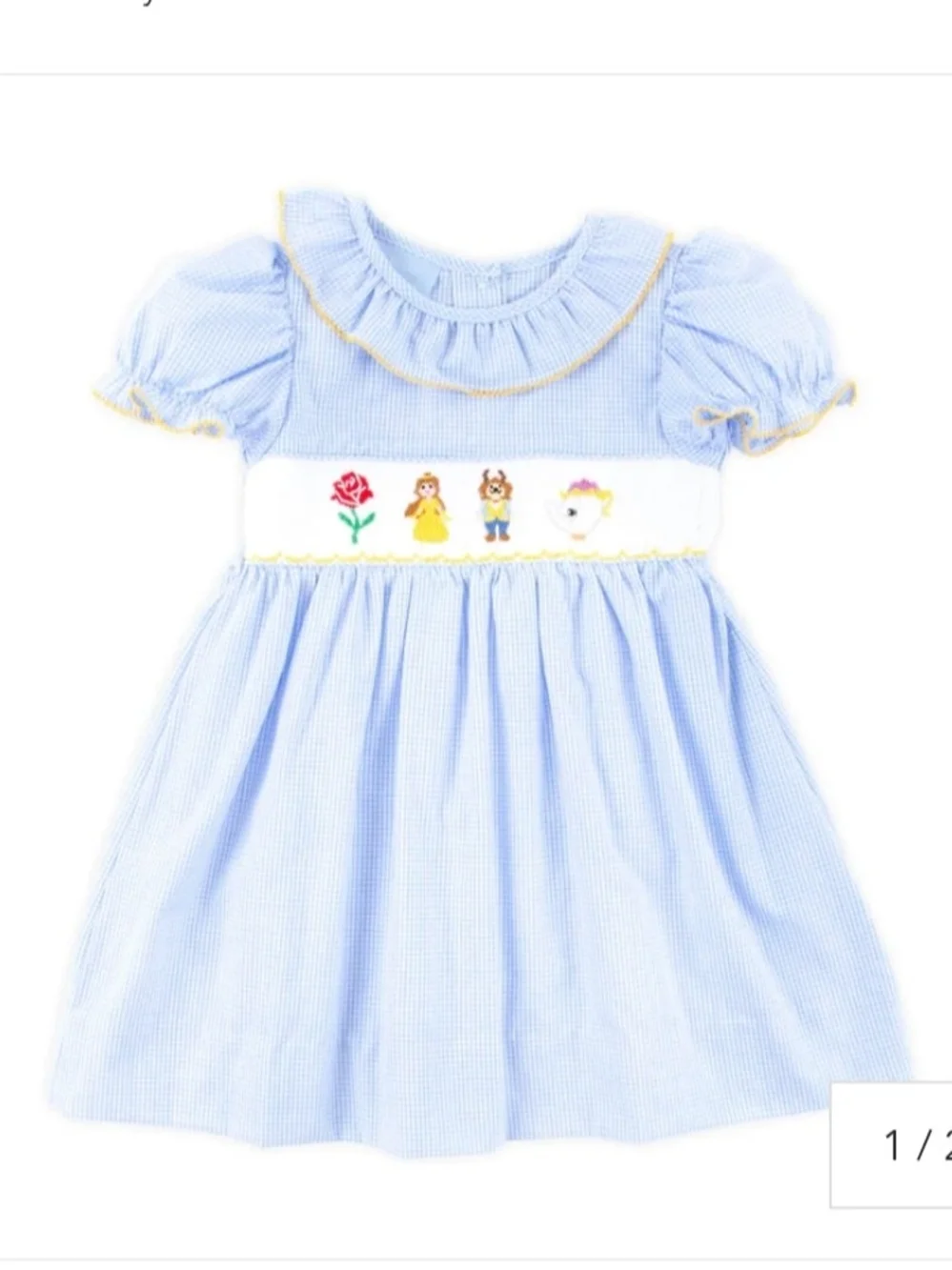 2T Smocked Beauty And The Beast Dress